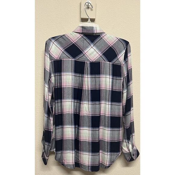 Rails Long Sleeve Button Down Shirt Blue Pink Plaid Size S Patch Pocket Soft - Picture 4 of 11